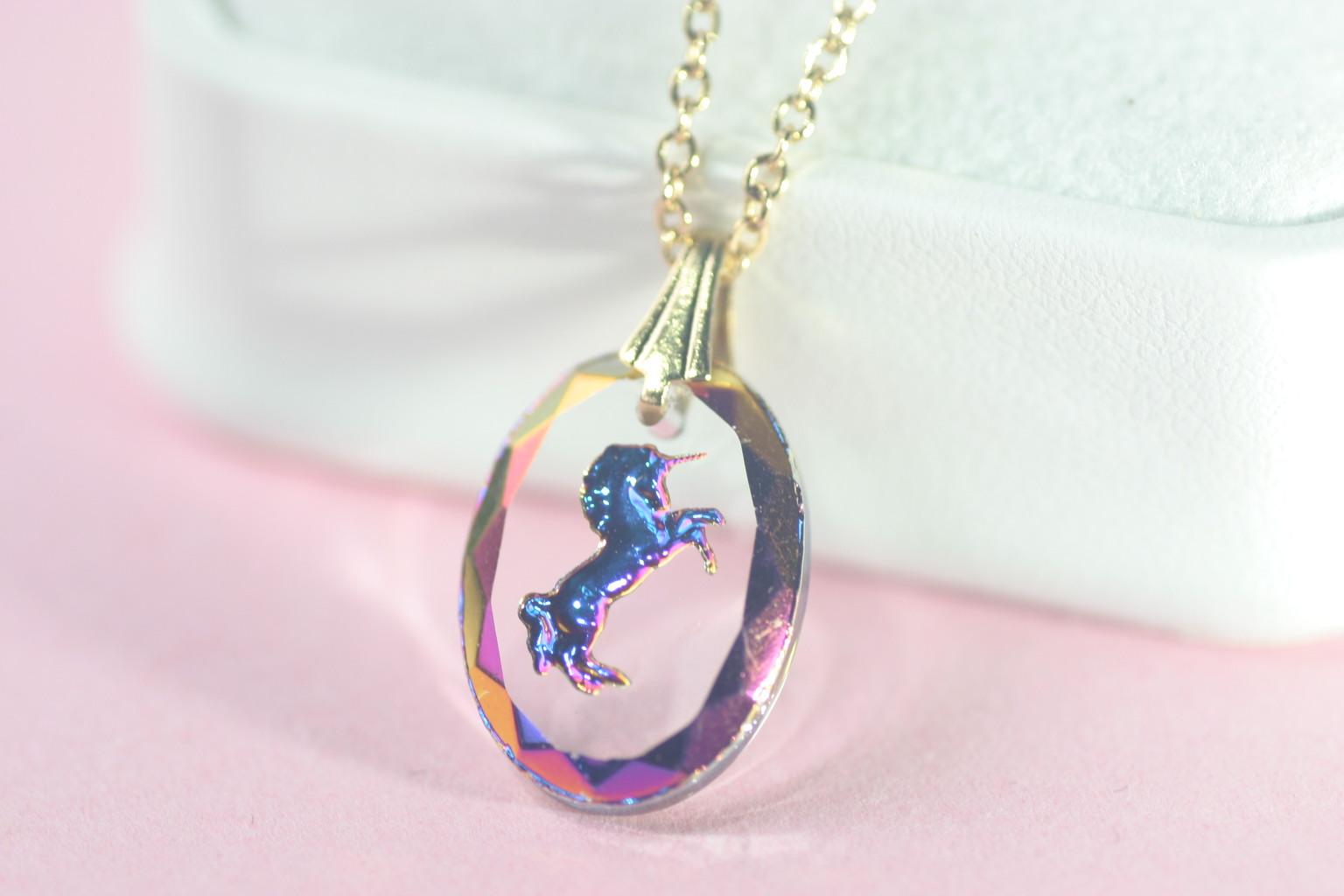 【ドイツ ／ ビンテージガラス】 約1970年代　ヘリオトロープ　ブルーユニコーン　オーバル　ハンドメイド　チェーン選択