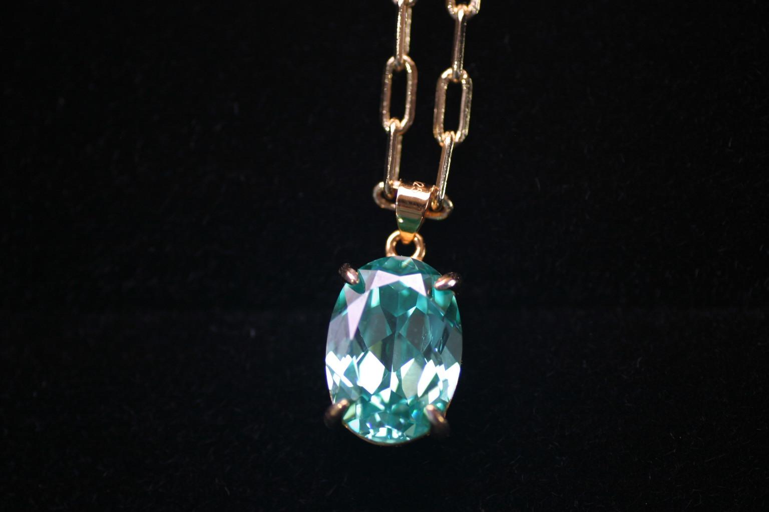 奇跡の輝き✨Paradise Blue パライバトルマリン　14ｘ10　シルバー製　18Kgf　オーバルチェーン