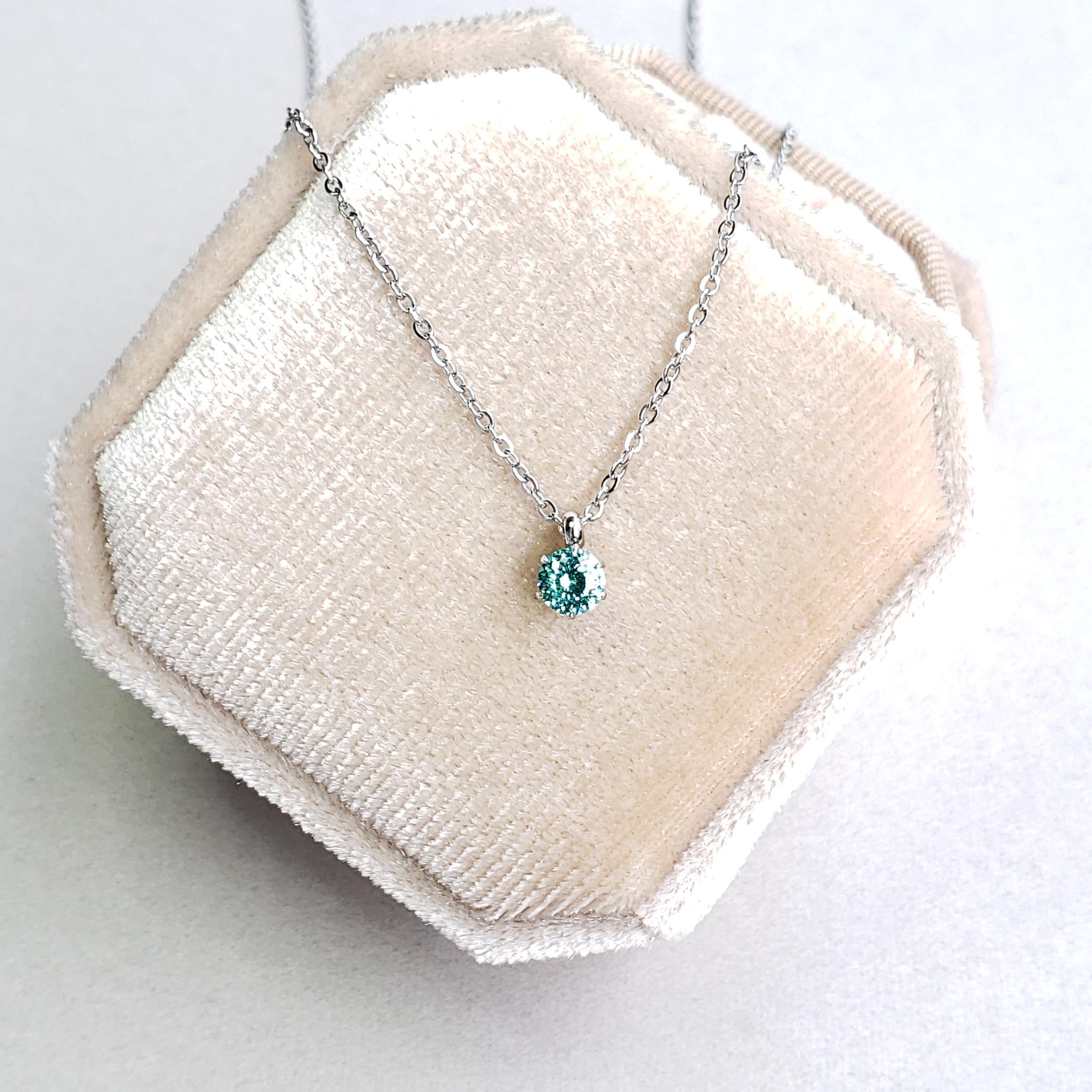 人工パライバトルマリン　ミドルカラー　サージカルステンレス製ネックレス　4ｍｍ　シルバー