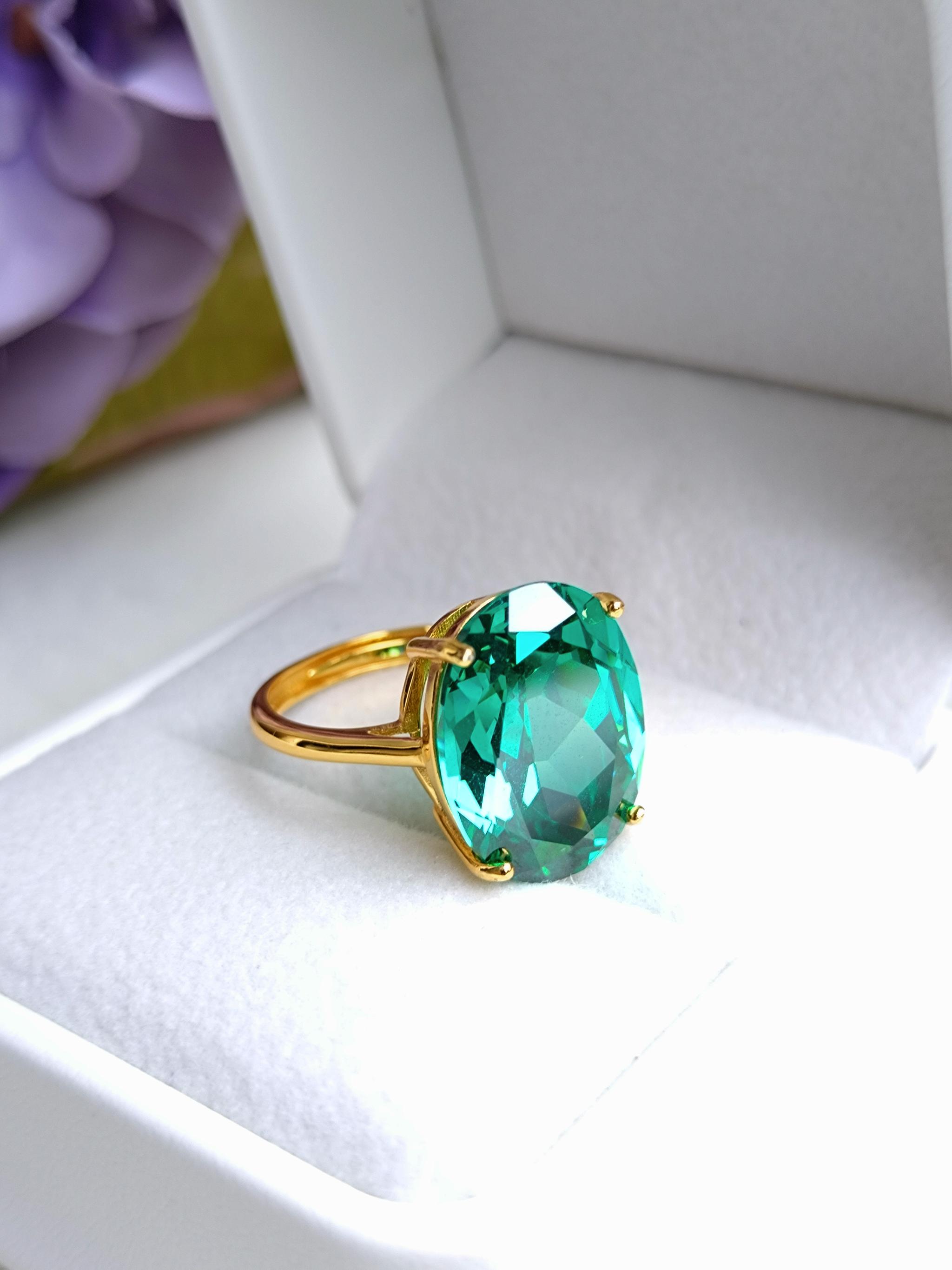 大粒リング　奇跡の輝き　天然トルマリン粉末混　人工パライバトルマリン　16ｘ12ｍｍ　リング　18Kgp