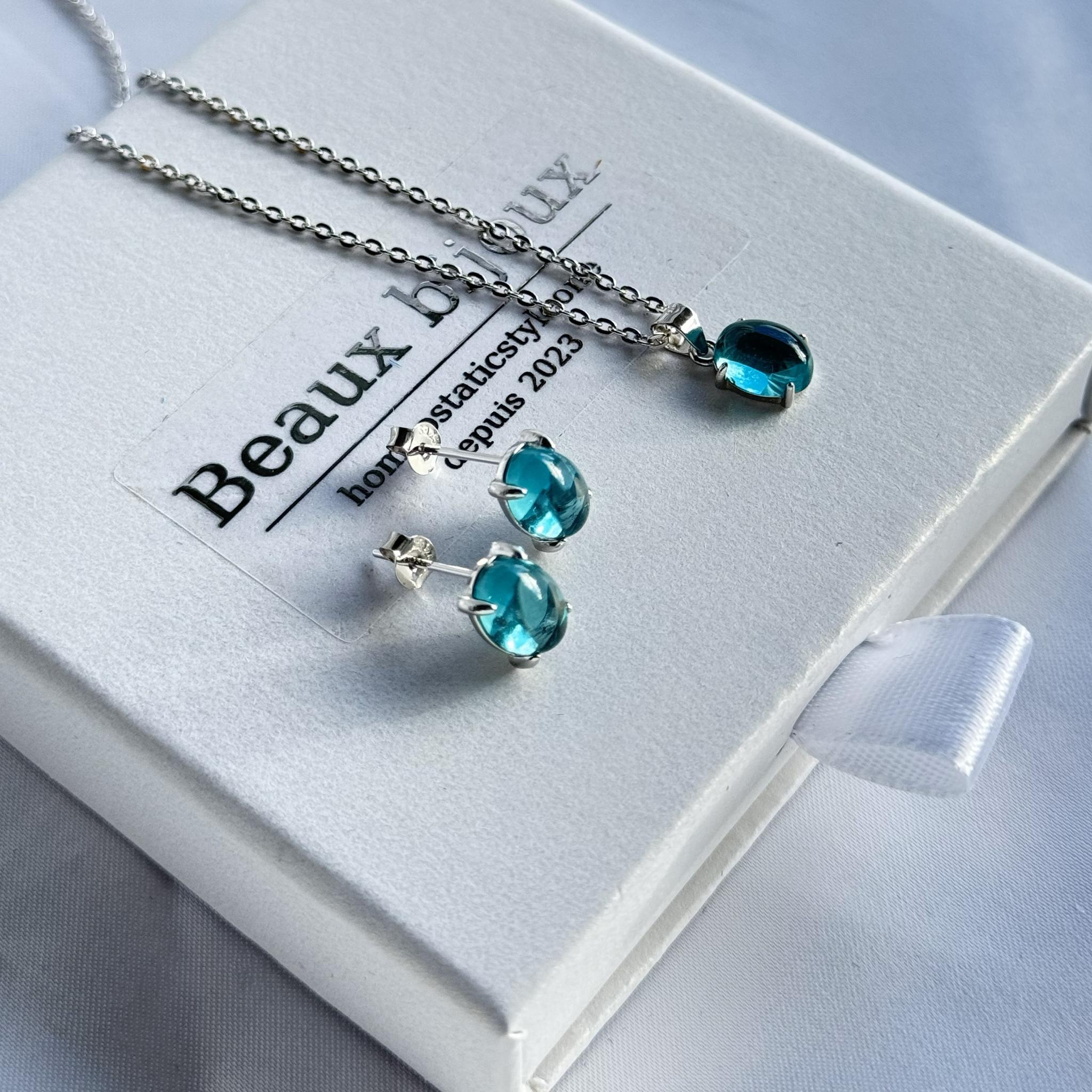 クリスマス限定＊ナノクリスタル パライバ 8×6mm セット（SV925／ギフトBOX）