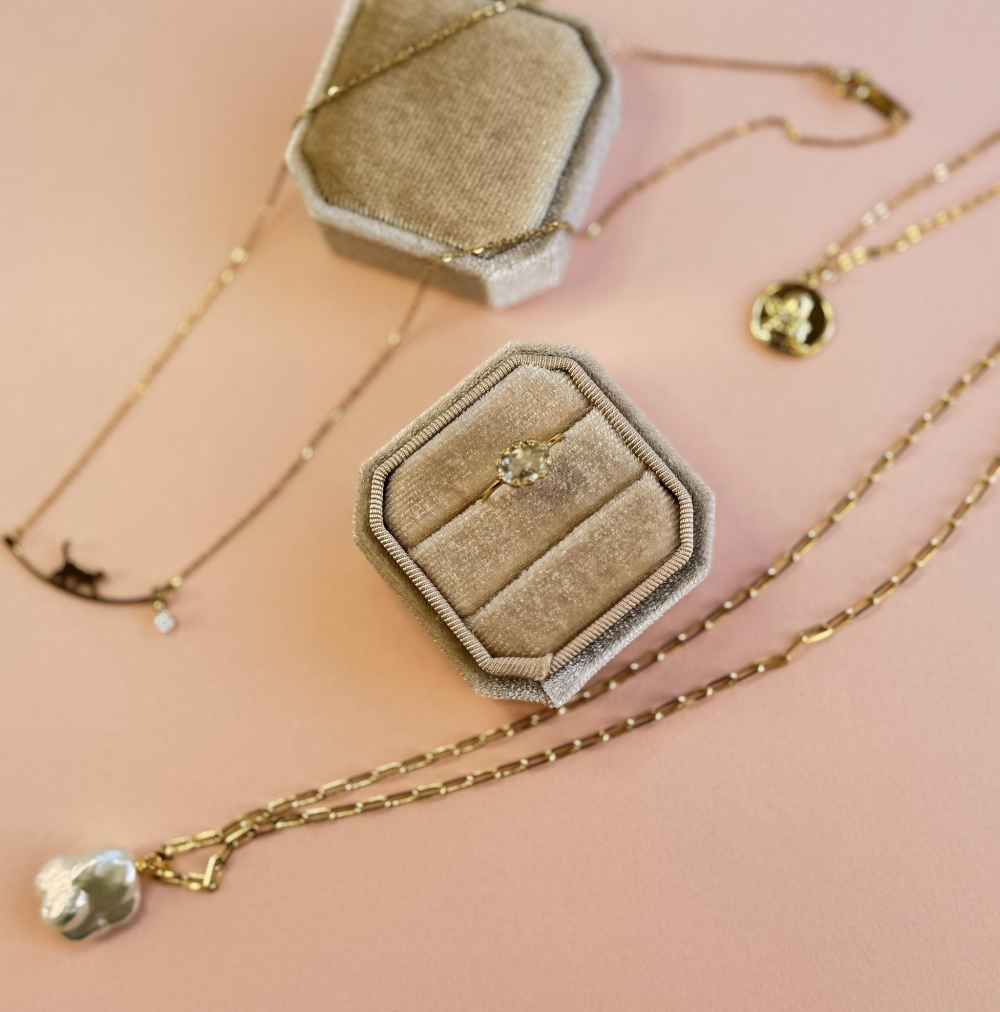 年末福袋　限定1　ネックレス3点　リング1点　お得　K18gf　天然石　ステンレス　猫　天然パール