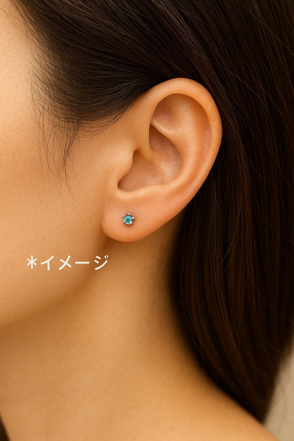 Forever Glow — ナノクリスタル × ステンレス ピアス（温泉OK）人工パライバ　永遠の輝き　3-6ｍｍ