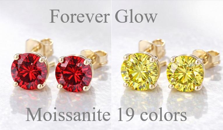 Forever Glow 19色展開　モアサナイト ピアス 台座選べる 5mm ハート＆キューピッド 願い叶え