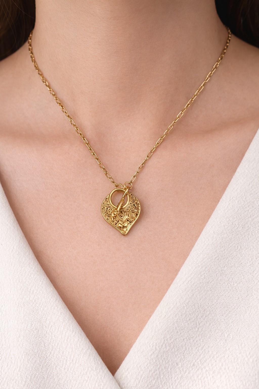 K18ゴールドコーティング オーバルチェーンネックレス Geometric OT Clasp｜65cm アレルギー対応