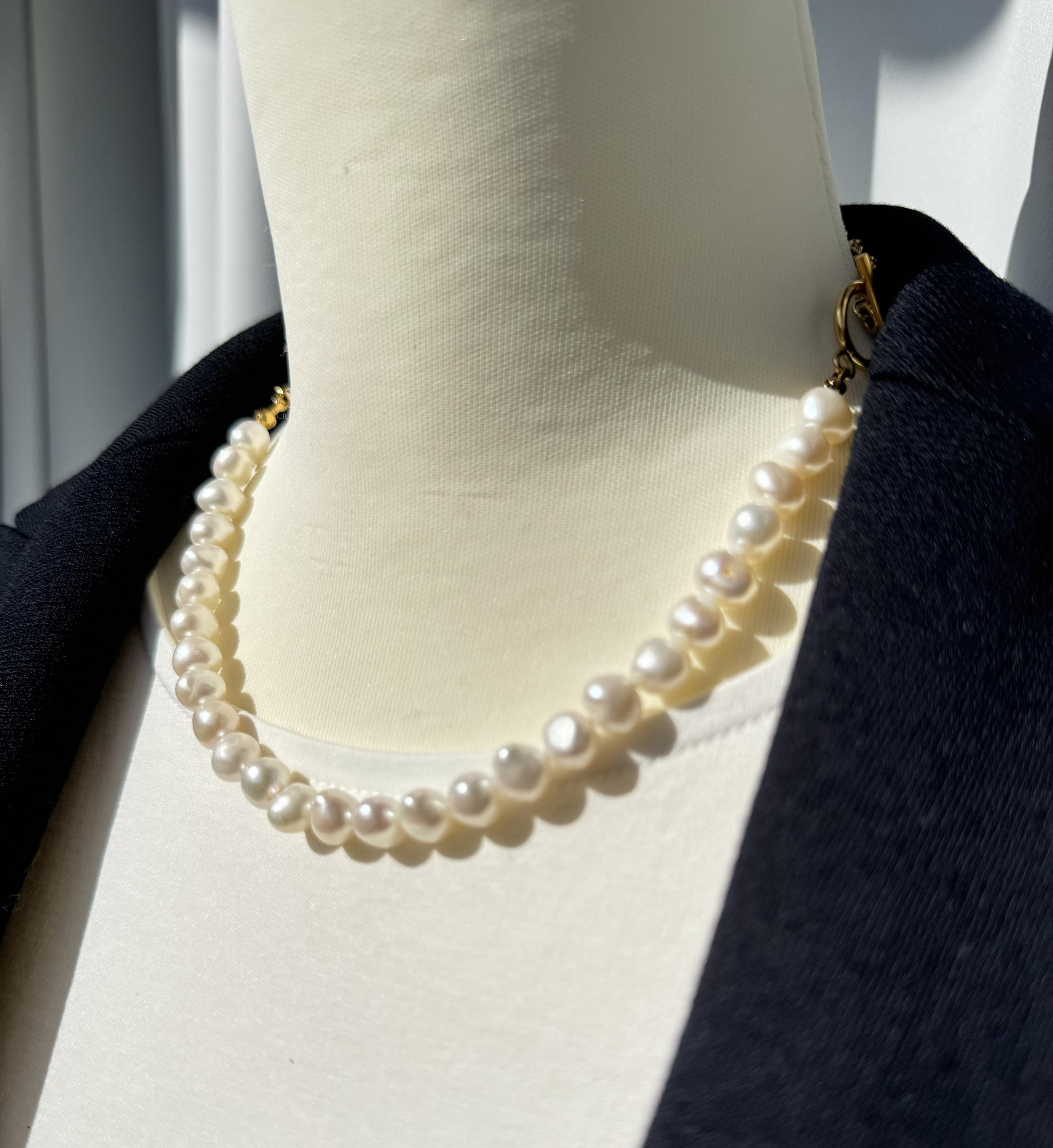 4way 淡水パール × Sunburst Link Chain マンテルネックレス|7-8mm|ステンレス製|2色 | 11枚目