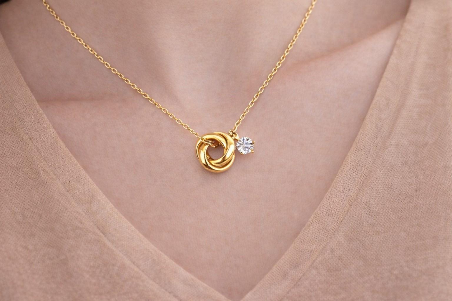 Diamond Trinity Necklace Dカラー モアサナイト x トリニティネックレス 選べる長さ・カラー | 2枚目