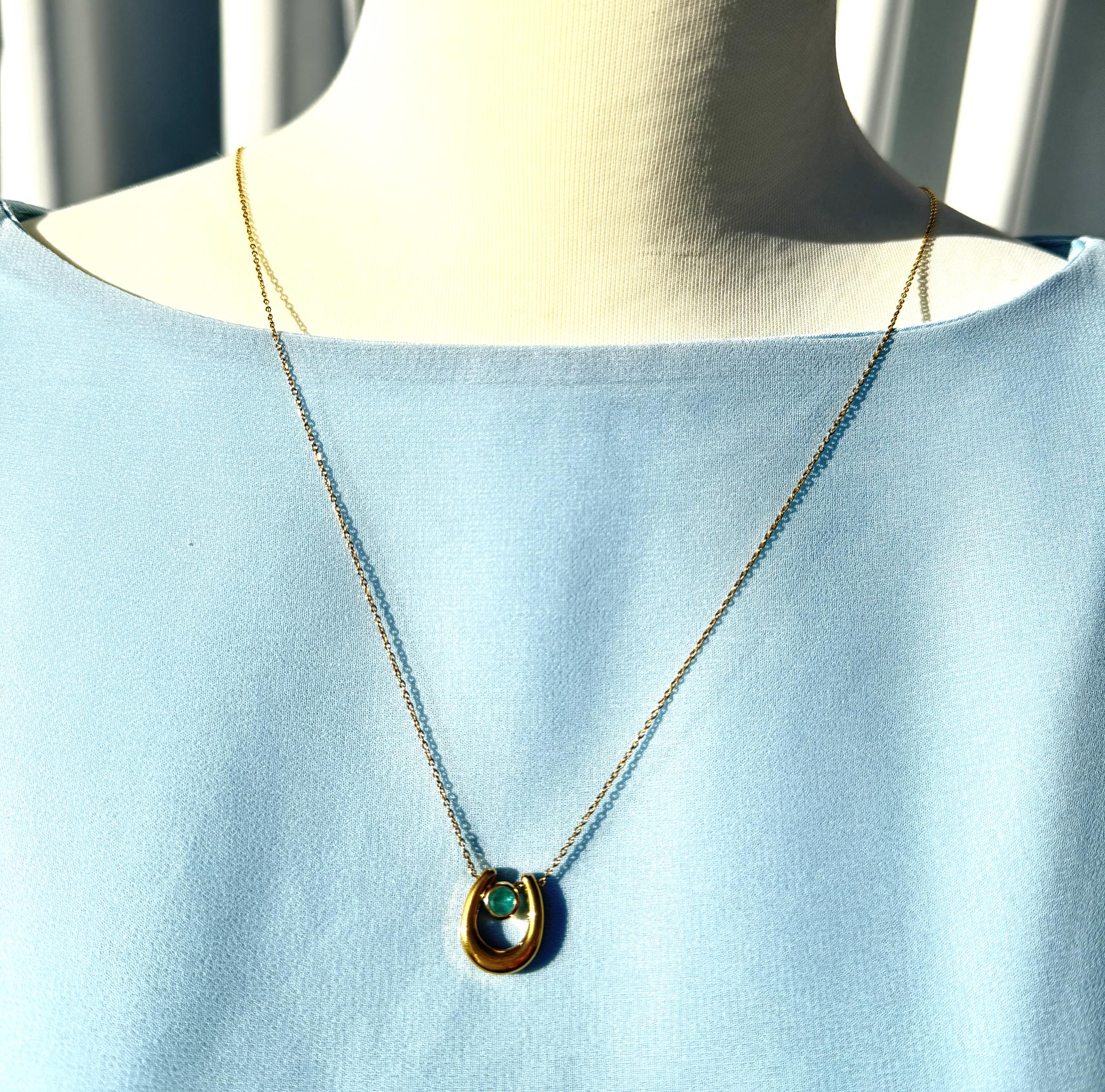 ネオンブルー パライバカラー 馬蹄ネックレス|ダブレットジェム|5mm / 6mm|サージカルステンレス|幸福モチーフ | 14枚目