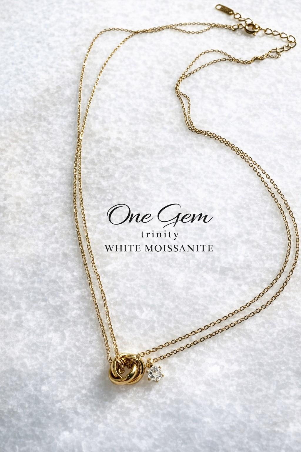One Gem trinity|正面向き|宝石付きトリニティネックレス|送料無料|長さ・宝石選択可 | 4枚目