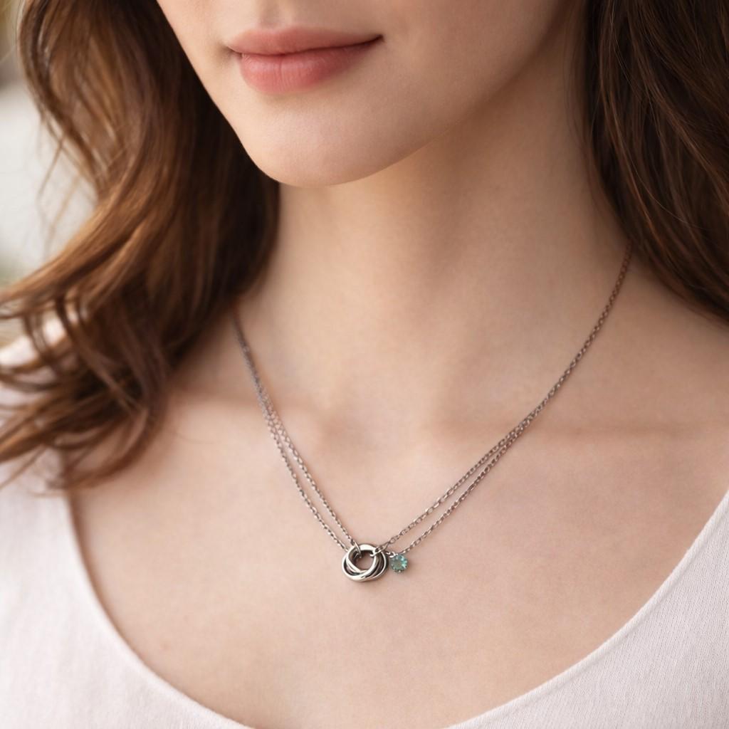 One Gem trinity|正面向き|宝石付きトリニティネックレス|送料無料|長さ・宝石選択可 | 7枚目