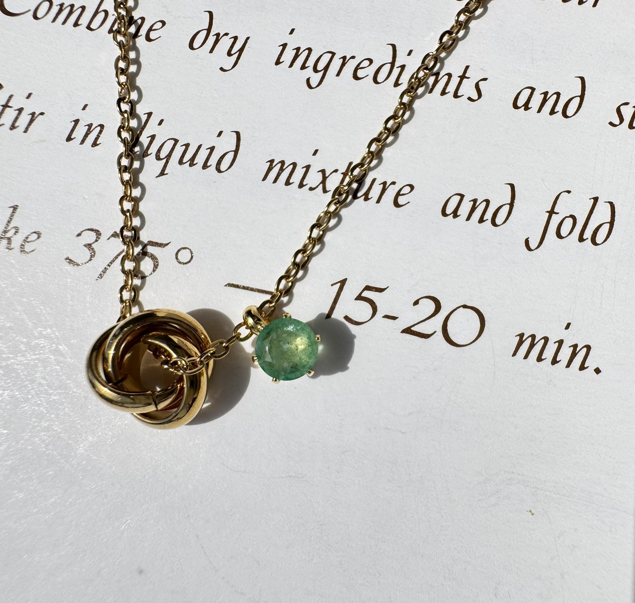 Emerald Trinity Necklace ザンビア産エメラルド4mm PVDコーティング SUS316L | 13枚目