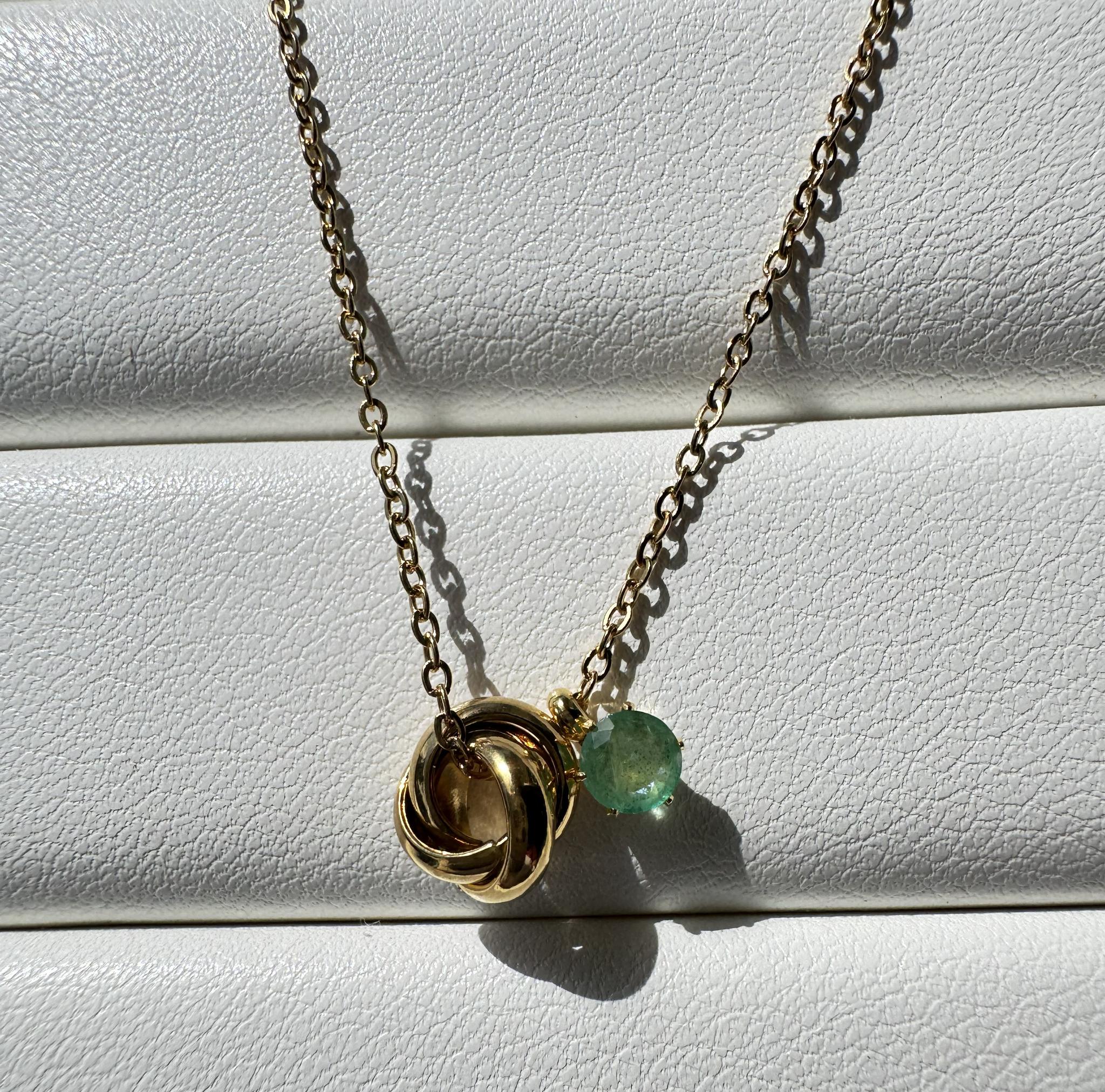 Emerald Trinity Necklace ザンビア産エメラルド4mm PVDコーティング SUS316L | 2枚目