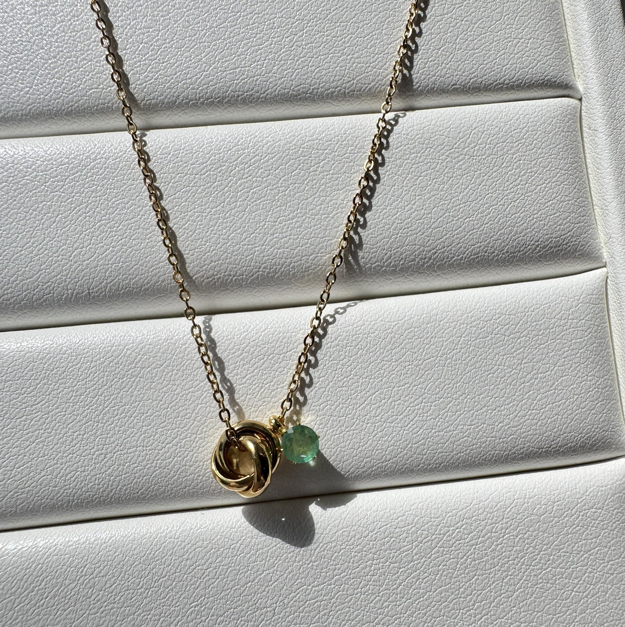 Emerald Trinity Necklace ザンビア産エメラルド4mm PVDコーティング SUS316L | 4枚目