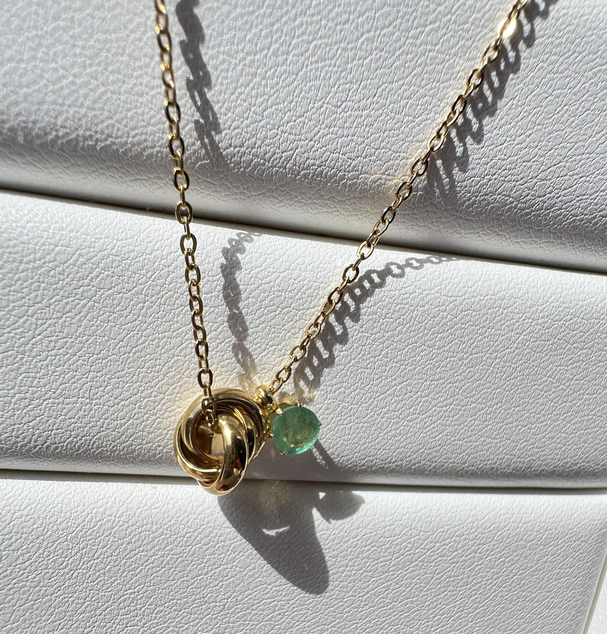 Emerald Trinity Necklace ザンビア産エメラルド4mm PVDコーティング SUS316L | 5枚目