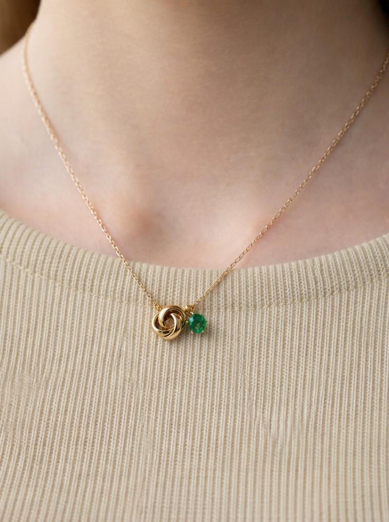 Emerald Trinity Necklace ザンビア産エメラルド4mm PVDコーティング SUS316L | 6枚目
