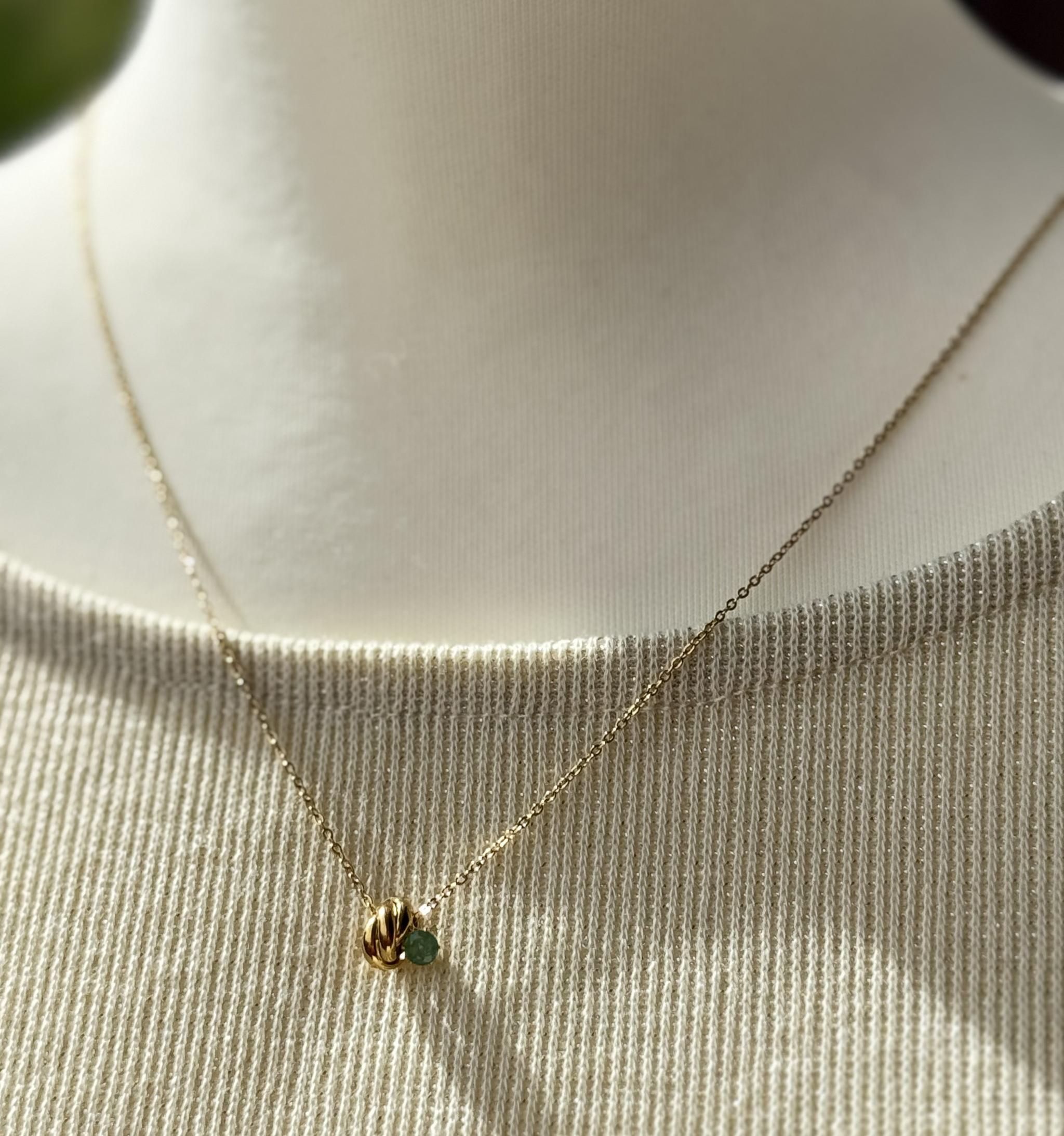 Emerald Trinity Necklace ザンビア産エメラルド4mm PVDコーティング SUS316L | 8枚目
