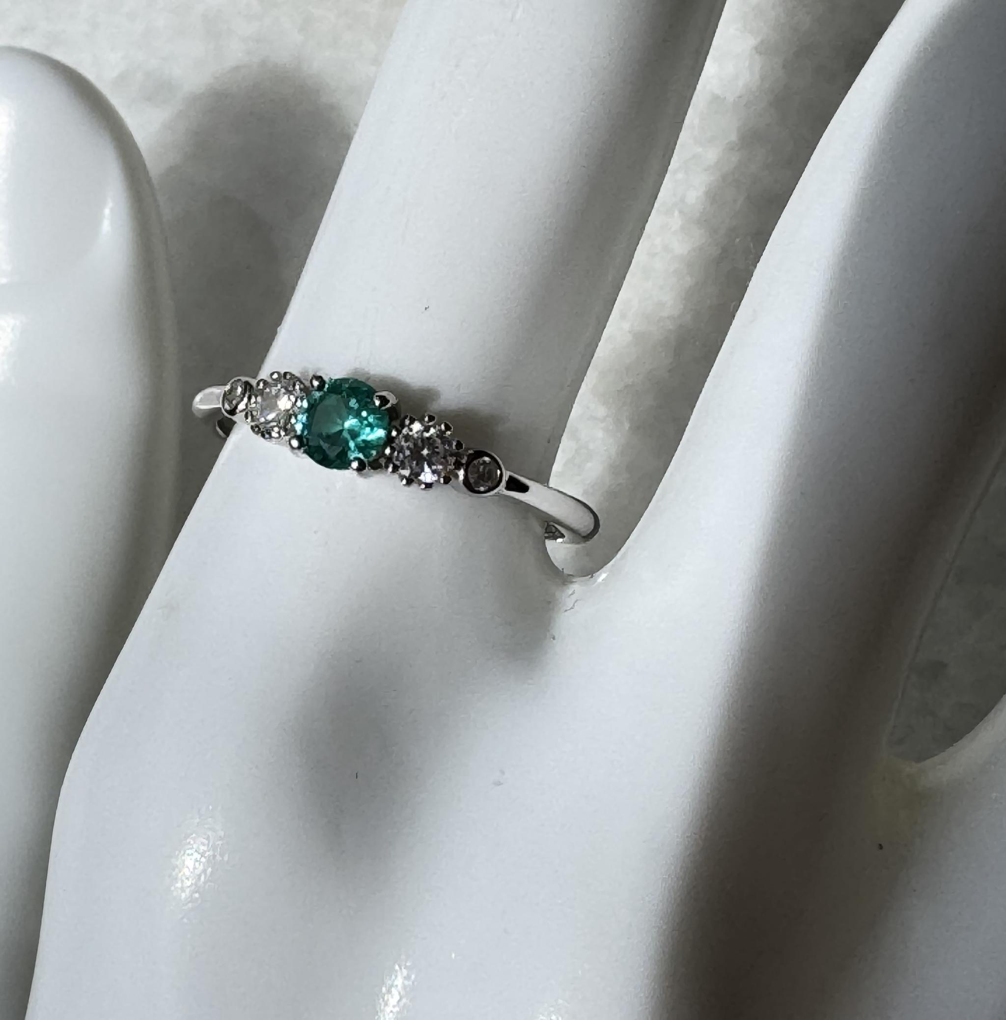Lumen Caeruleo|YAG Paraiba 4mm ネオンブルーリング|シルバー / ローズG|サイズ指定可 | 14枚目