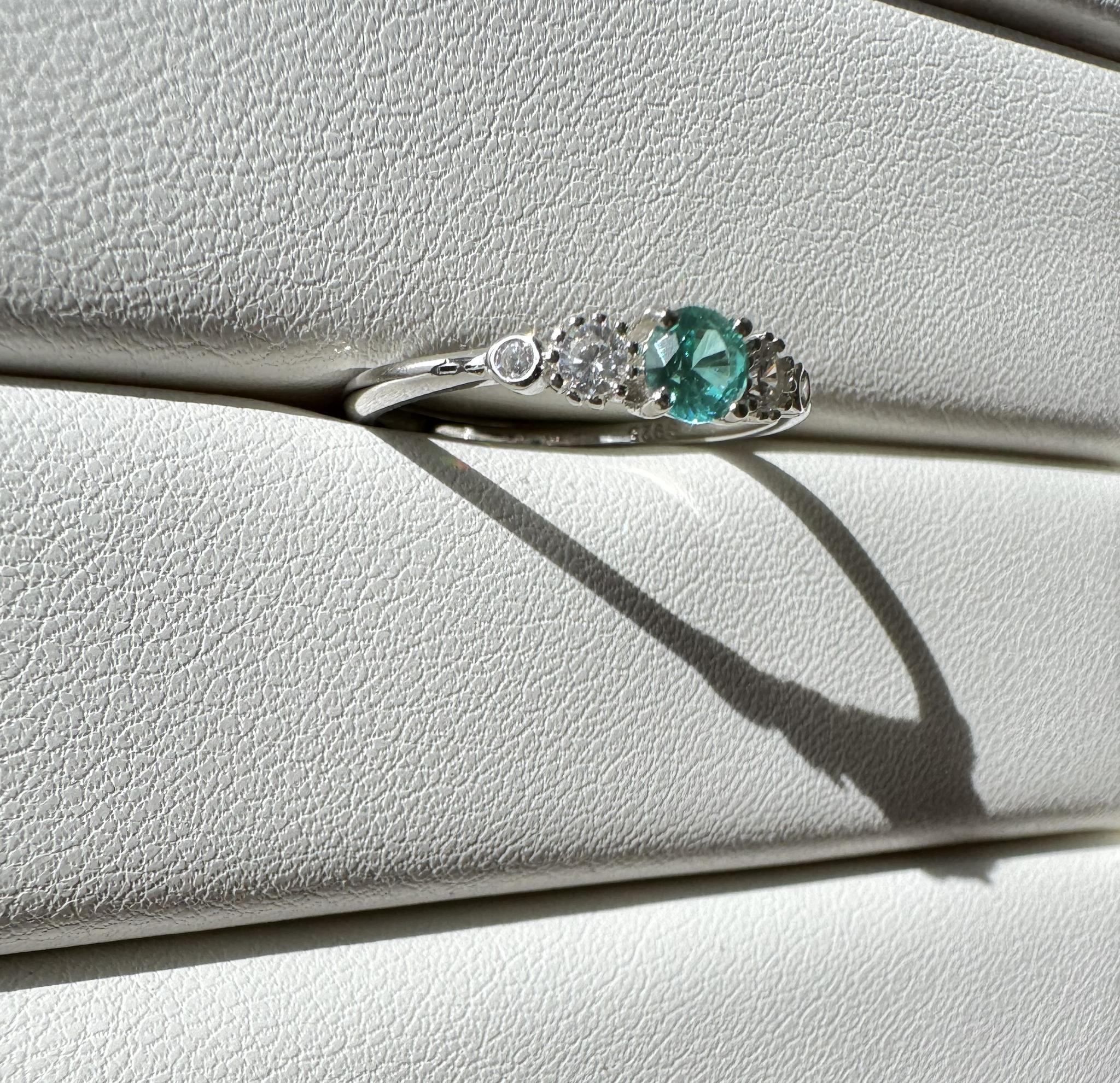 Lumen Caeruleo|YAG Paraiba 4mm ネオンブルーリング|シルバー / ローズG|サイズ指定可 | 7枚目