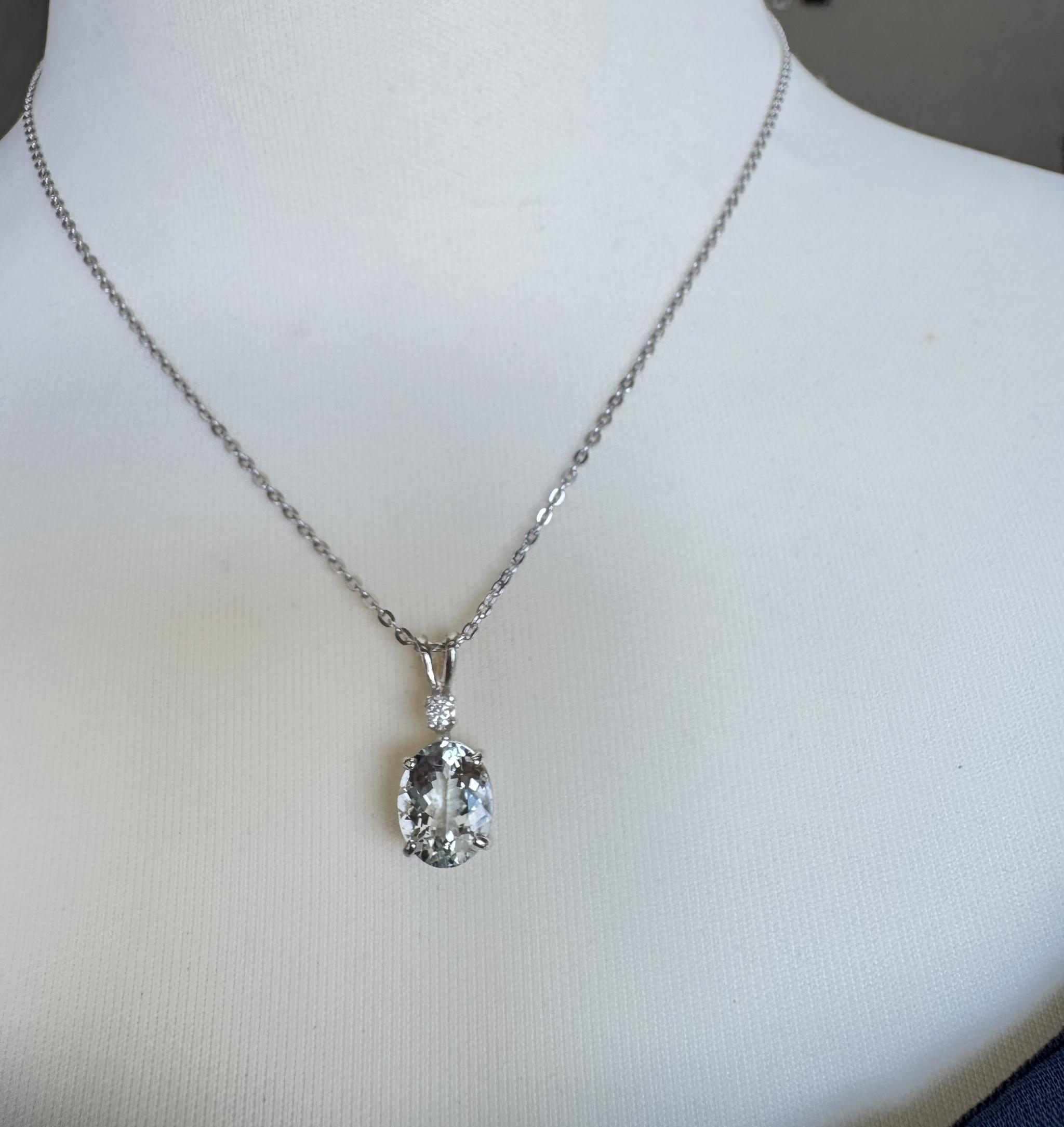 【限定3点】天然アクアマリン10×8mm・モアサナイト|SV925ネックレス モザンビーク産 | 5枚目